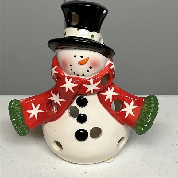 Ceramic Snowman Votive - Picture 1 of 6